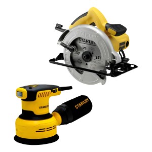 Sierra Circular 7 1/4 1600w Stanley + Lijadora Roto Orbital Amarillo