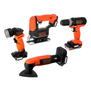 Kit Taladro Sierra Lijadora Linterna Batería Black Decker Bd
