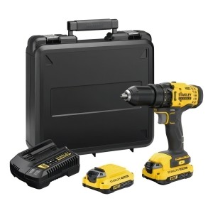 Taladro Atornillador Inalámbrico De 13mm Stanley Scd700c2k + 2 Baterías De 1.5ah + Accesorio Con Maletín De Transporte Amarillo/negro