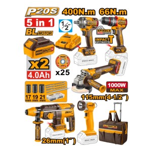 Kit Brushless Motor C/bate/carg Bolso Acc Ingco Ckli2059 L N