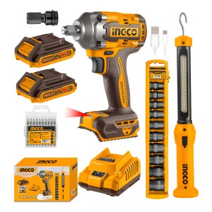 Kit Llave Impacto 20v + Linterna Rec + Dad Cosli23011 Ingco