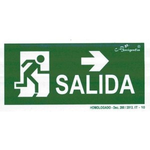 EXTINGUIDOR INCENDIO CARTEL SALIDA FLECHA DER 15X30